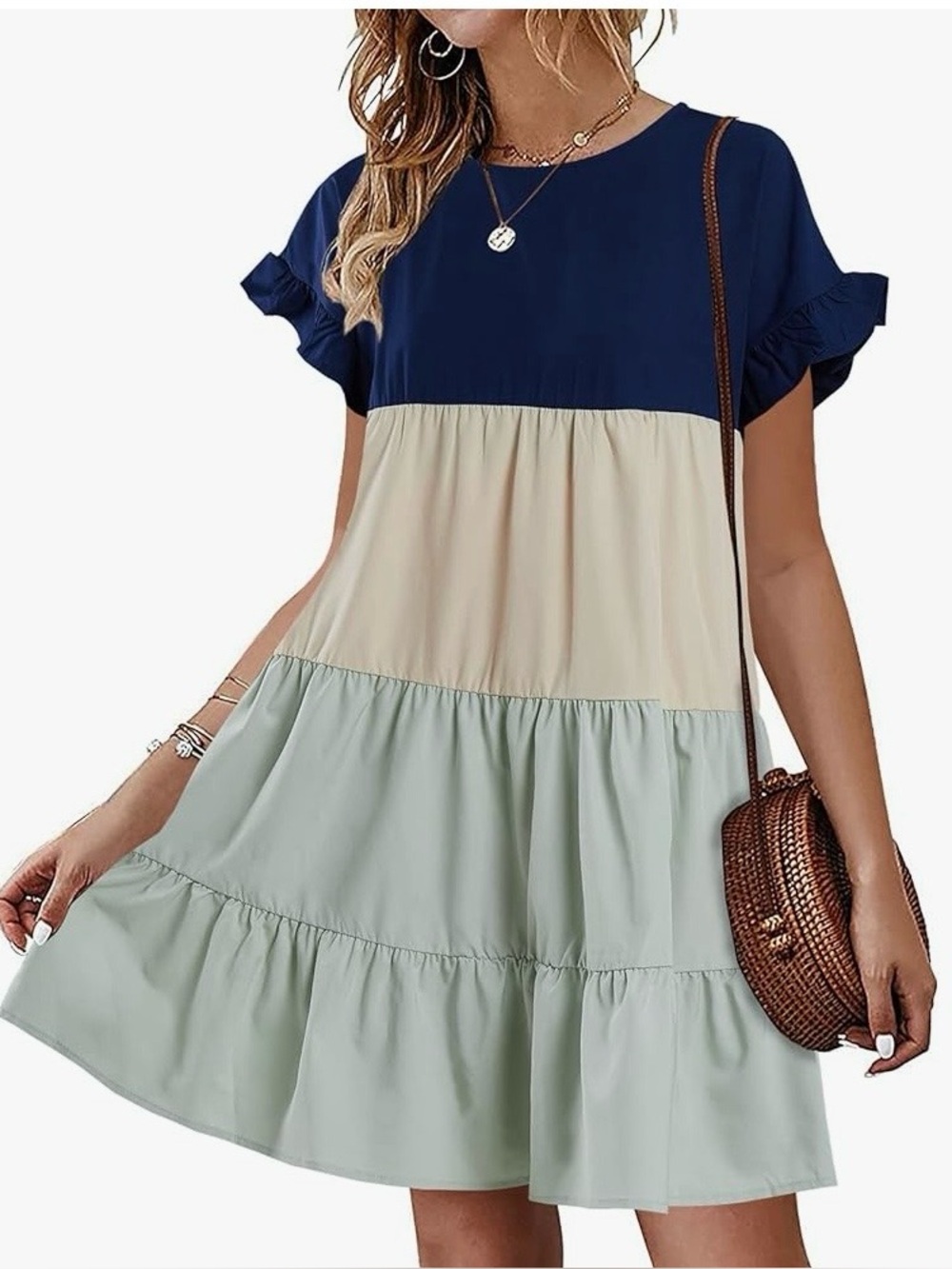 Elegant Tricolor Mini Dress